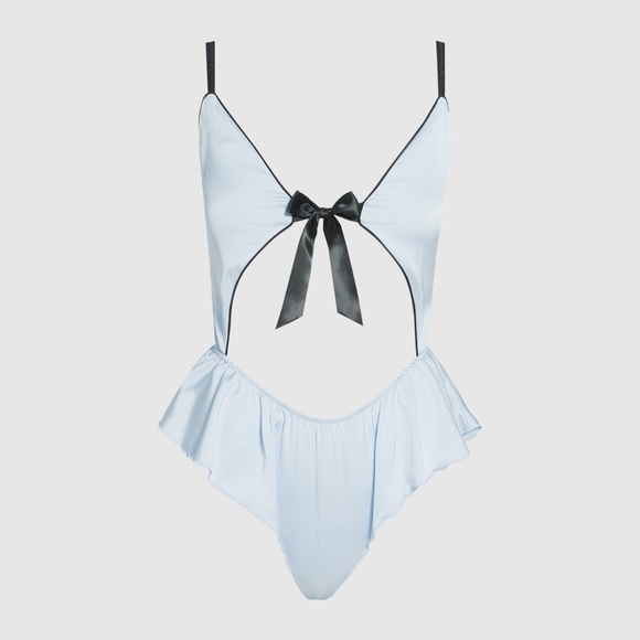 Frederick’s of Hollywood Astoria Satin Sleep Romper Flirty Bow NWT - Picture 5 of 9